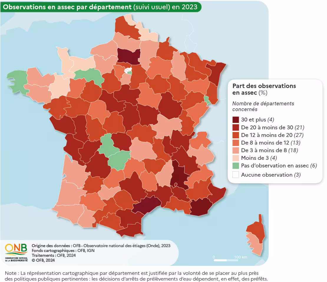 Observations assec par département en 2023