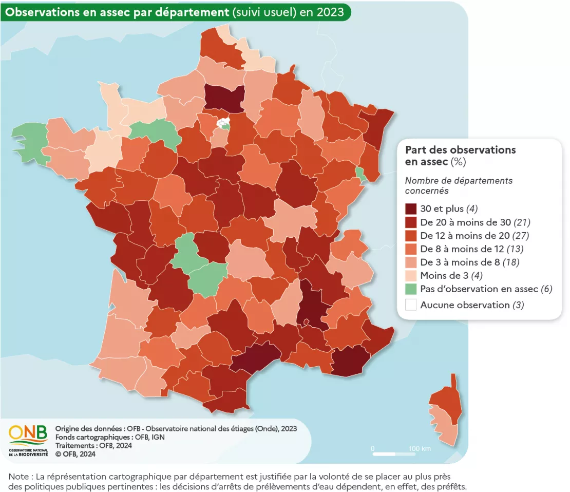 Observations assec par département en 2023