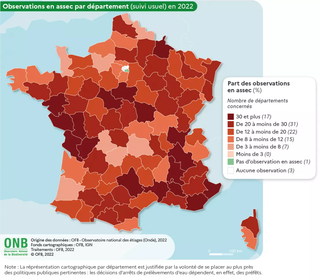 Observations assec par département en 2022