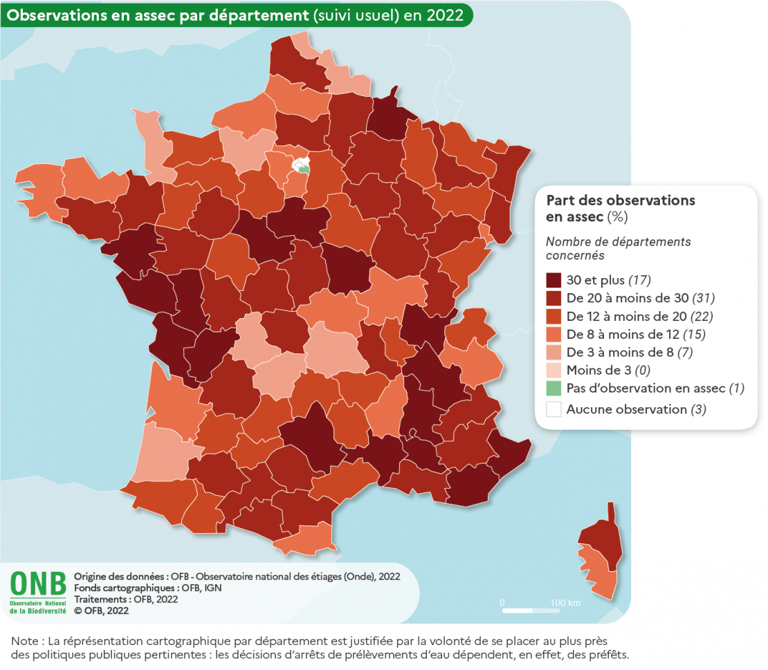 Observations assec par département en 2022